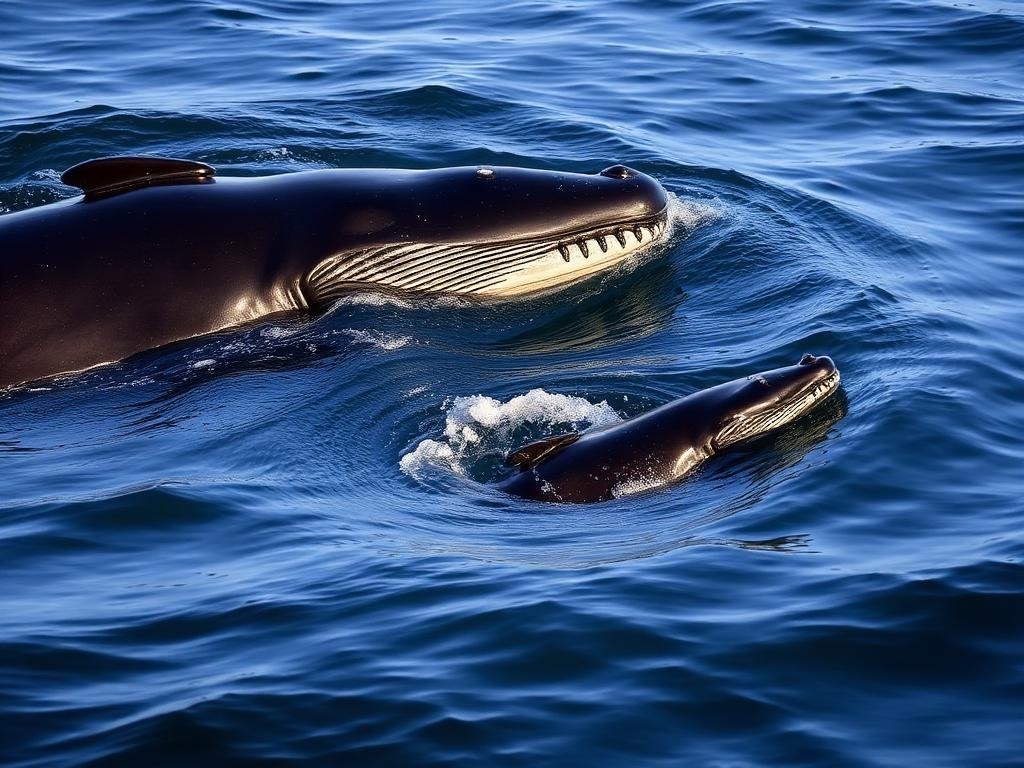 Southern right mother & calf at close range
